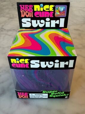 NWT Nee Doh Nice Cube Swirl Squish Toy - Purple/Blue/Pink